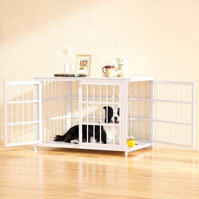 Show full view: Xbrigh Heavy Duty Indoor Wooden Furniture Style End Table Dog Crate with Multiple Secure Locks, White, Large: 42 inch slide 2 of 11