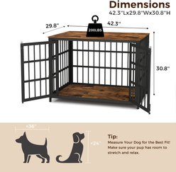 Xbrigh Heavy Duty Indoor Wooden Furniture Style End Table Dog Crate with Multiple Secure Locks, Aged Black, Large: 42 inch slide 2 of 7
