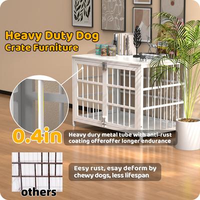 Show full view: Xbrigh Heavy Duty Indoor Wooden Furniture Style End Table Dog Crate with Multiple Secure Locks, White, Medium: 38 inch slide 2 of 9