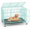 Show in main carousel: Xbrigh Indoor Heavy Duty Steel Escape Proof Double Door Dog Crate with Removable Tray & Wheels, Green, 48 inch slide 1 of 9
