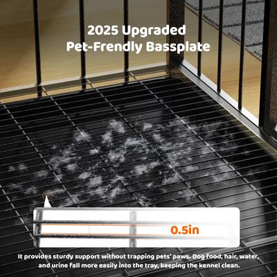 Show full view: Xbrigh Indoor Heavy Duty Steel Escape Proof Double Door Dog Crate with Removable Tray & Wheels, Black, 38 inch slide 4 of 9