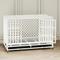 Show in main carousel: Xbrigh Indoor Indestructible Heavy Duty Steel Escape Proof Double Door Dog Crate with Removable Tray & Wheels, White, 48 inch slide 1 of 5