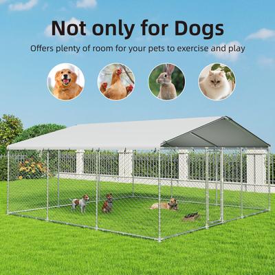 Show full view: Xbrigh Heavy Duty Outdoor Galvanized Enclosure Dog Kennel with Waterproof Cover & Security Lock, Silver, X-Large slide 8 of 9