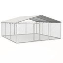 Xbrigh Heavy Duty Outdoor Galvanized Enclosure Dog Kennel with Waterproof Cover & Security Lock, Silver, X-Large