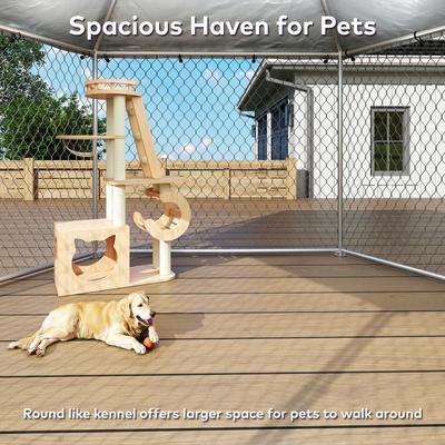 Show full view: Xbrigh Heavy Duty Outdoor Galvanized Enclosure Dog Kennel with Waterproof Cover & Security Lock, Silver, Large slide 8 of 10