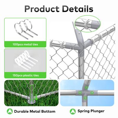 Show full view: Xbrigh Heavy Duty Outdoor Galvanized Enclosure Dog Kennel with Waterproof Cover & Security Lock, Silver, Large slide 5 of 10