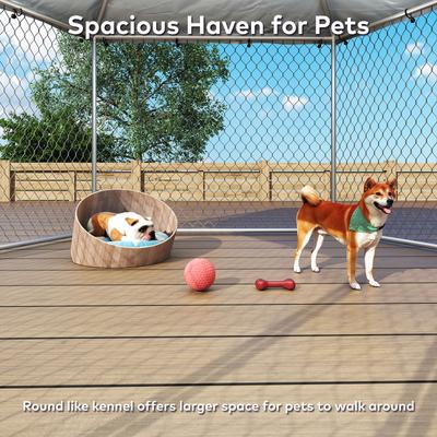 Show full view: Xbrigh Heavy Duty Outdoor Galvanized Enclosure Dog Kennel with Waterproof Cover & Security Lock, Silver, Medium slide 8 of 10