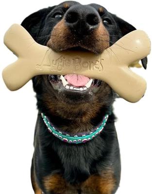 Show full view: Augie Bones Mega Peanut Butter Plant Based Tough Dog Chew Toy, Tan, 9.5-in, 1 count slide 5 of 5