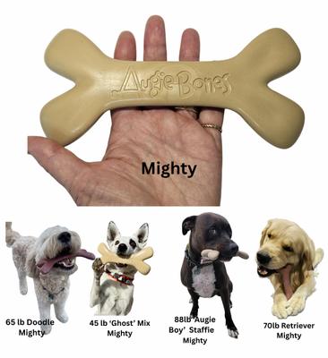 Show full view: Augie Bones Mighty Peanut Butter Plant Based Tough Dog Chew Toy, Tan, 7.5-in, 1 count slide 6 of 6