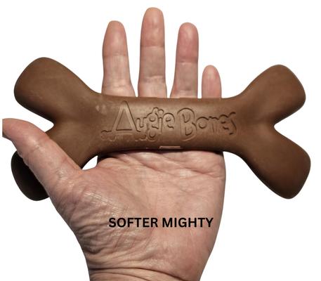 Show full view: Augie Bones Mighty Softer Bacon Puppy & Senior Dog Chew Toy, Brick Red, 7.5-in, 1 count slide 3 of 4