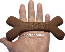 Augie Bones Mini Softer Bacon Plant Based Puppy & Senior Dog Chew Toy, Brick Red, 6.5-in, 2 count slide 2 of 3