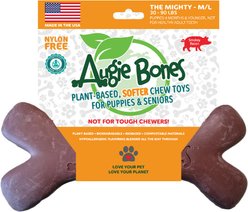 Augie Bones Mighty Softer Bacon Puppy & Senior Dog Chew Toy, Brick Red, 7.5-in, 1 count