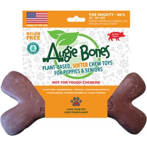 Augie Bones Mighty Softer Bacon Puppy & Senior Dog Chew Toy, Brick Red, 7.5-in, 1 count