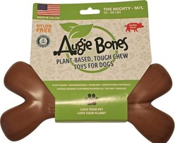 Augie Bones Mighty Bacon Plant Based Tough Dog Chew Toy, Brick Red, 7.5-in, 1 count