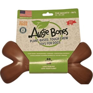 Augie Bones Mighty Bacon Plant Based Tough Dog Chew Toy, Brick Red, 7.5-in, 1 count