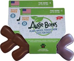 Augie Bones Mini Bacon Plant Based Tough Dog Chew Toy, Brick Red, 6.5-in, 2 count