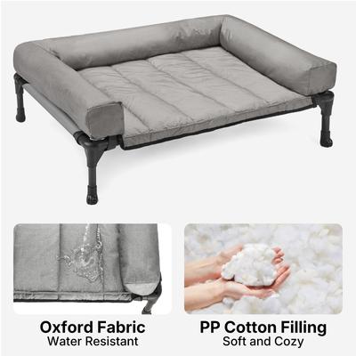 Show full view: Veehoo Elevated Dog Bed with Bolster Mat, Sky Grey, X-Large A slide 7 of 10