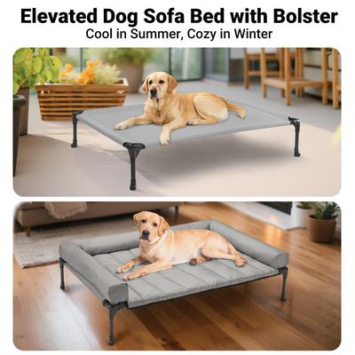 Show full view: Veehoo Elevated Dog Bed with Bolster Mat, Sky Grey, Large slide 7 of 10