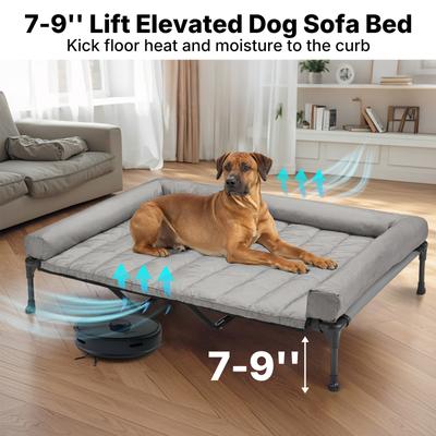 Show full view: Veehoo Elevated Dog Bed with Bolster Mat, Sky Grey, XX-Large slide 3 of 9