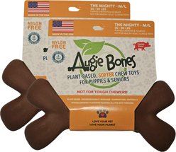 Augie Bones Mighty Softer Bacon Puppy & Senior Dog Chew Toy, Brick Red, 7.5-in, 2 count
