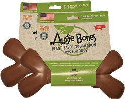 Augie Bones Mighty Bacon Plant Based Tough Dog Chew Toy, Brick Red, 7.5-in, 2 count