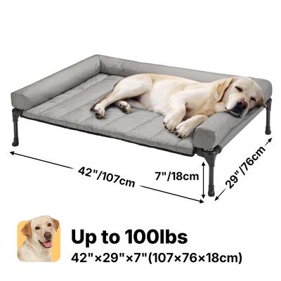 Show full view: Veehoo Elevated Dog Bed with Bolster Mat, Sky Grey, Large slide 3 of 10