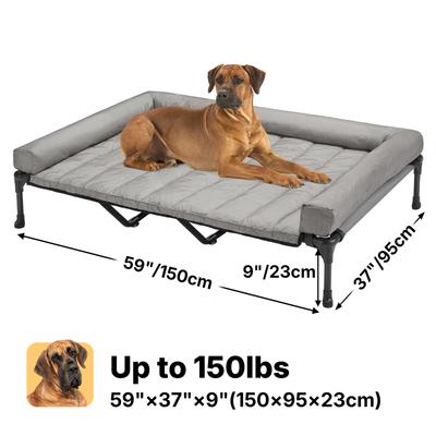 Show full view: Veehoo Elevated Dog Bed with Bolster Mat, Sky Grey, XX-Large slide 2 of 9