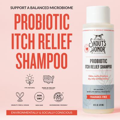 Show full view: Skout's Honor Probiotic Itch Relief Dog & Cat Shampoo, 16-fl oz bottle slide 3 of 11