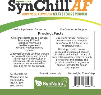 Show full view: SynNutra Equine SynChill AF Calming Gel slide 2 of 5