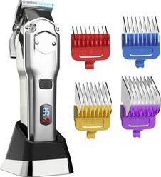 OneIsAll RFC-676PRO Cordless & Low Noise Rechargeable Heavy-Duty Dog Grooming Kit, Silver