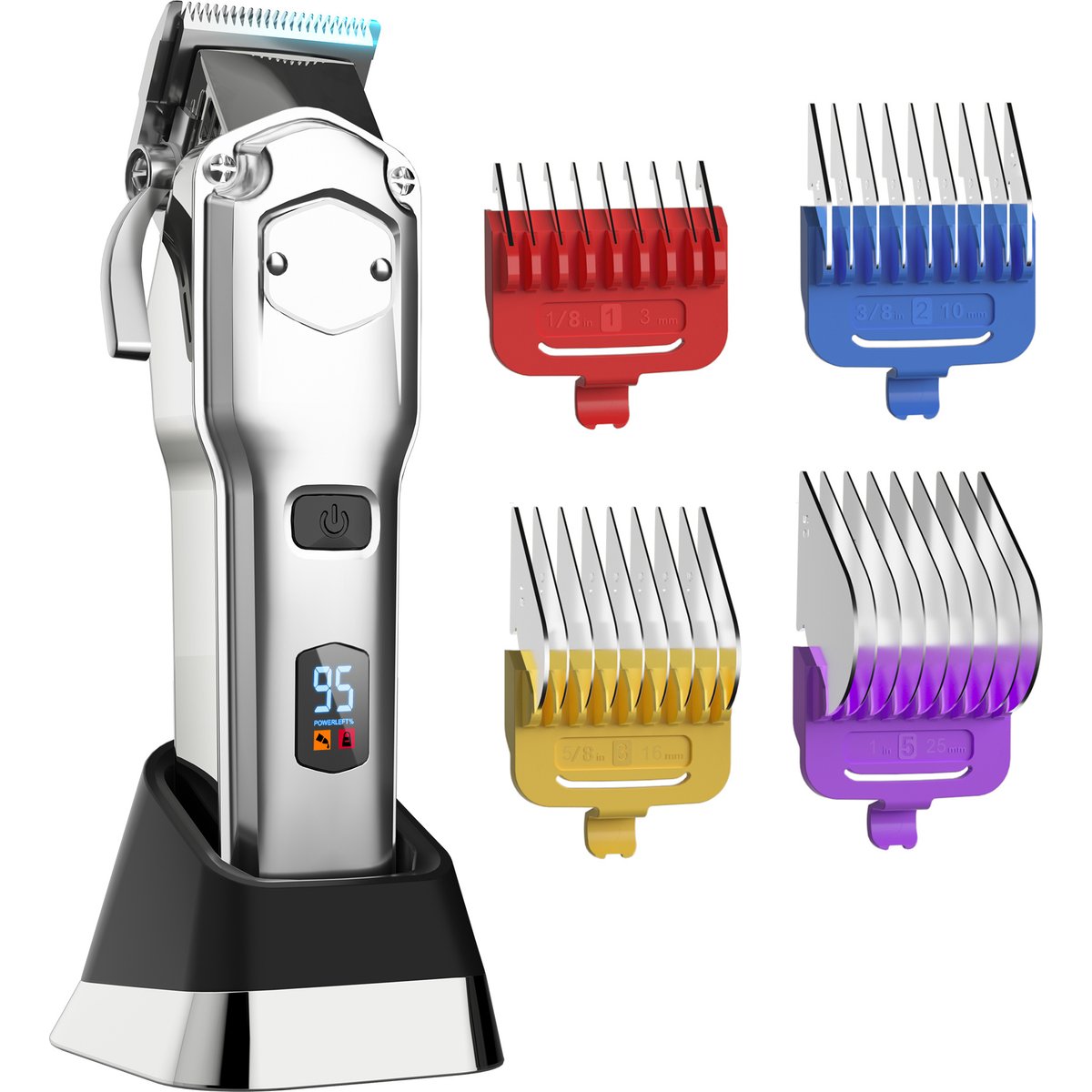 OneIsAll Cordless & Low Noise Rechargeable Heavy-Duty Dog Grooming Kit, Silver