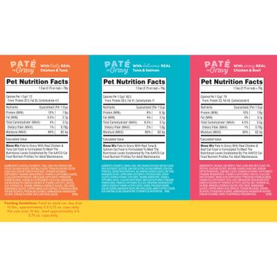 Show full view: Meow Mix Pate in Gravy Surf n Turf Variety Pack Wet Cat Food, 2.75-oz cup, case of 24 slide 9 of 11