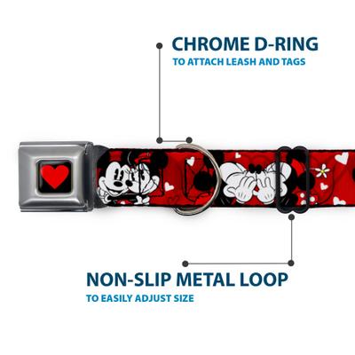 Show full view: Buckle-Down Disney Mickey Minnie Hugs Kisses Poses Dog Collar, Large: 15 to 24-in neck, 1-in wide slide 5 of 8