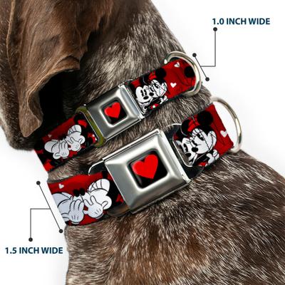 Show full view: Buckle-Down Disney Mickey Minnie Hugs Kisses Poses Dog Collar, Large: 15 to 24-in neck, 1-in wide slide 2 of 8