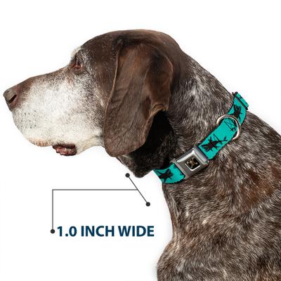 Show full view: Buckle-Down Disney Pirates Skull Crossbones Sharks Dog Collar, Large: 20 to 31-in neck, 1.5-in wide slide 6 of 8