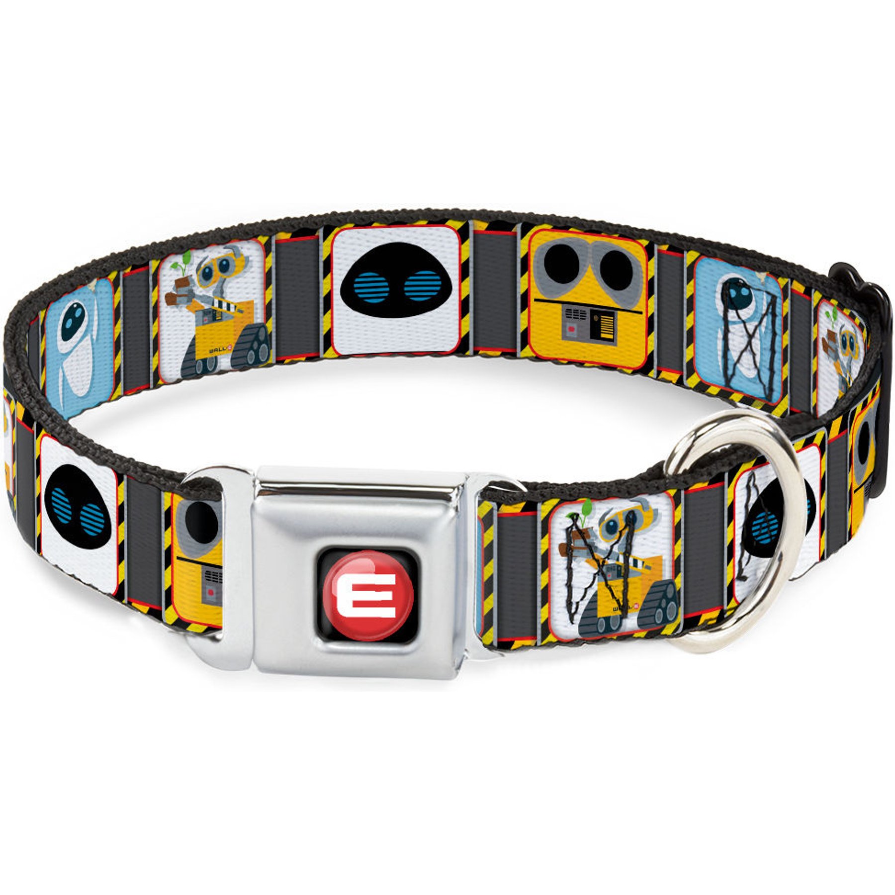 Buckle-Down Disney Wall E Eve Pose Face Hazard Blocks Dog Collar, Medium: 16 to 23-in neck, 1.5-in wide