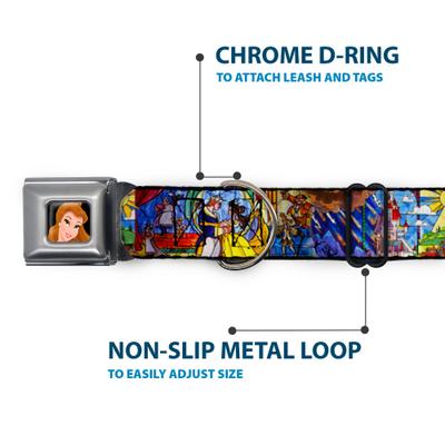 Show full view: Buckle-Down Disney Beauty & the Beast Stained Glass Scenes Dog Collar, Medium: 11 to 16.5-in neck, 1-in wide slide 5 of 8