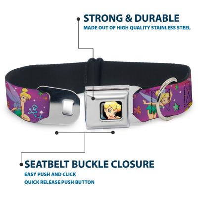 Show full view: Buckle-Down Disney Tinker Bell Poses Flowers Stars Skull Dog Collar, Medium: 11 to 16.5-in neck, 1-in wide slide 4 of 8
