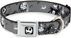 Buckle-Down Disney Nightmare Before Christmas Jack & Sally Cemetery Scene Dog Collar, Large: 15 to 24-in neck, 1-in wide