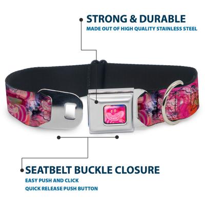 Show full view: Buckle-Down Disney Transparent Cheshire Cat Poses Were All Mad Here Dog Collar, Medium: 16 to 23-in neck, 1.5-in wide slide 4 of 8