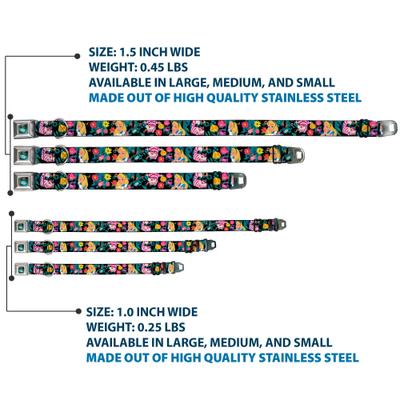 Show full view: Buckle-Down Disney Alice Cheshire Cat Flowers Dog Collar, Large: 15 to 24-in neck, 1-in wide slide 4 of 9