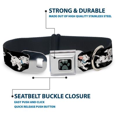 Show full view: Buckle-Down Disney Dalmatians Running Paws Dog Collar, Medium: 11 to 16.5-in neck, 1-in wide slide 5 of 9