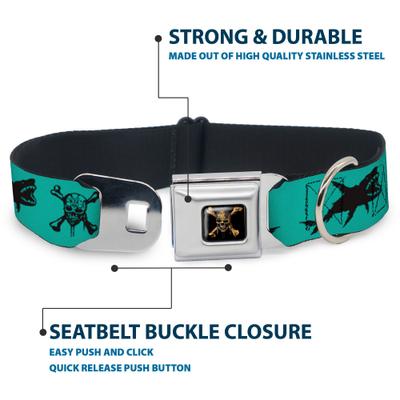 Show full view: Buckle-Down Disney Pirates Skull Crossbones Sharks Dog Collar, Large: 20 to 31-in neck, 1.5-in wide slide 4 of 8