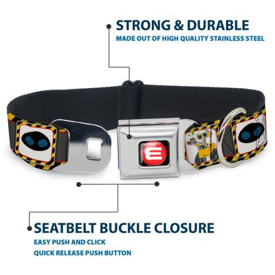 Show full view: Buckle-Down Disney Wall E Eve Pose Face Hazard Blocks Dog Collar, Large: 15 to 24-in neck, 1-in wide slide 4 of 8
