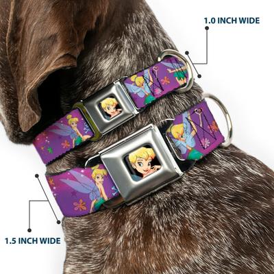 Show full view: Buckle-Down Disney Tinker Bell Poses Flowers Stars Skull Dog Collar, Medium: 11 to 16.5-in neck, 1-in wide slide 2 of 8