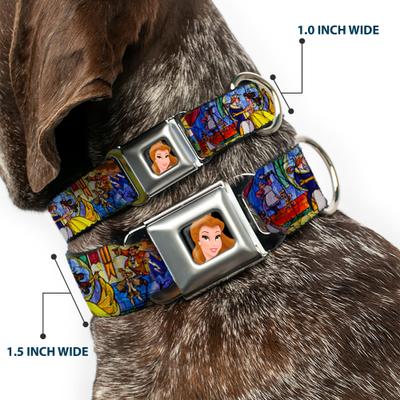 Show full view: Buckle-Down Disney Beauty & the Beast Stained Glass Scenes Dog Collar, Medium: 11 to 16.5-in neck, 1-in wide slide 2 of 8