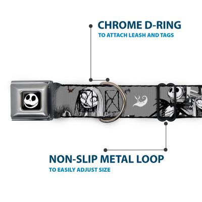 Show full view: Buckle-Down Disney Nightmare Before Christmas Jack & Sally Cemetery Scene Dog Collar, Large: 15 to 24-in neck, 1-in wide slide 5 of 8