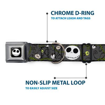 Show full view: Buckle-Down Disney Nightmare Before Christmas Jack Expressions Dog Collar, Large: 20 to 31-in neck, 1.5-in wide slide 5 of 8