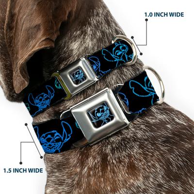 Show full view: Buckle-Down Disney Electric Stitch Poses Dog Collar, Large: 15 to 24-in neck, 1-in wide slide 3 of 9