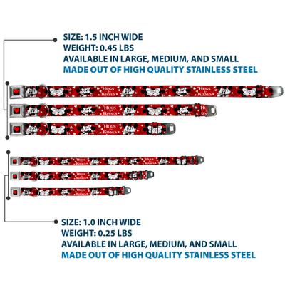 Show full view: Buckle-Down Disney Mickey Minnie Hugs Kisses Poses Dog Collar, Large: 15 to 24-in neck, 1-in wide slide 3 of 8